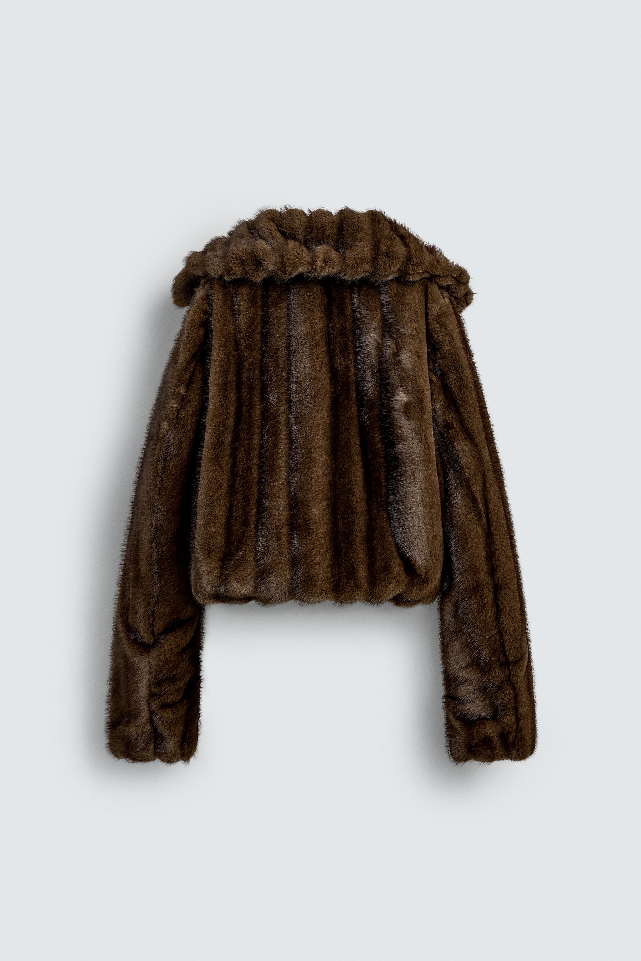 CROPPED FIT FAUX FUR JACKET HARRY LAMBERT FOR ZARA X DISNEY